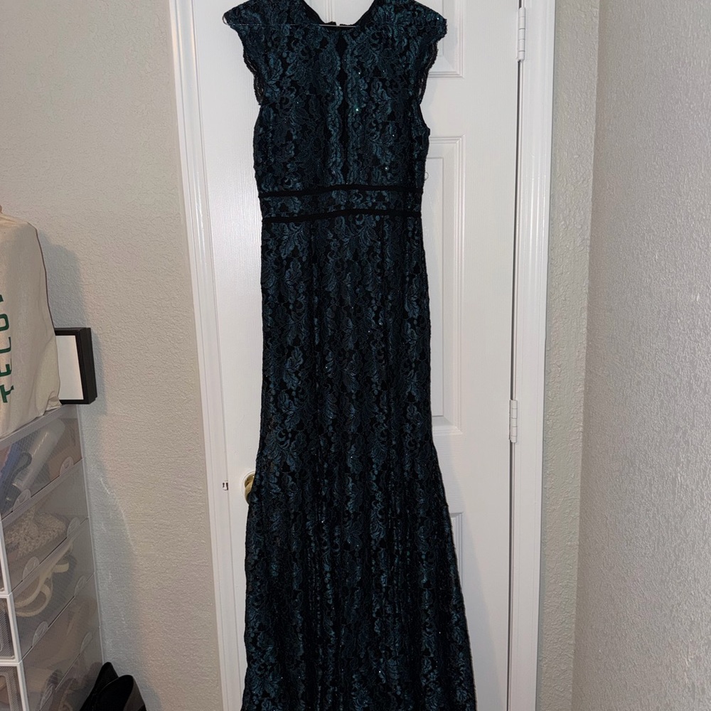 Night Way Collections Dark Teal Lace Maxi Dress